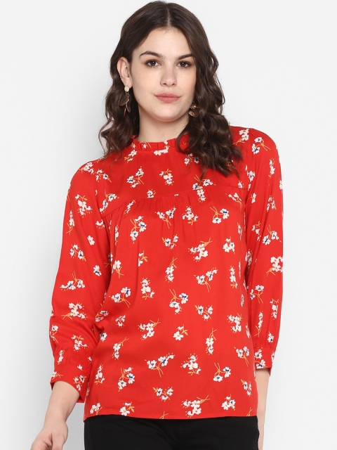 The Vanca Women Red Printed A-Line Top