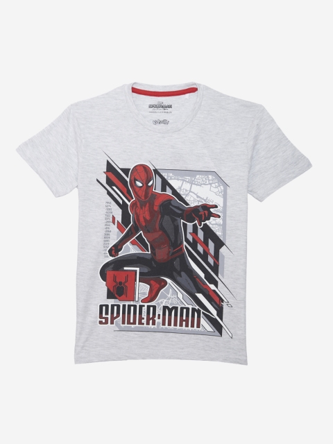 Spider-man Boys Grey & Red Printed Round Neck T-shirt
