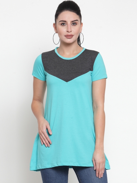 Kalt Blue & Black Colourblocked Tunic