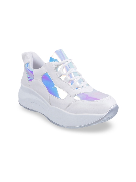 Mochi Women White Flatform Sneakers