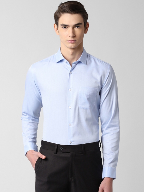 Peter England Men Blue Regular Fit Solid Formal Shirt