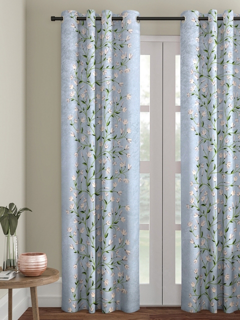 ROMEE Grey Single Black Out Velvet Door Curtain