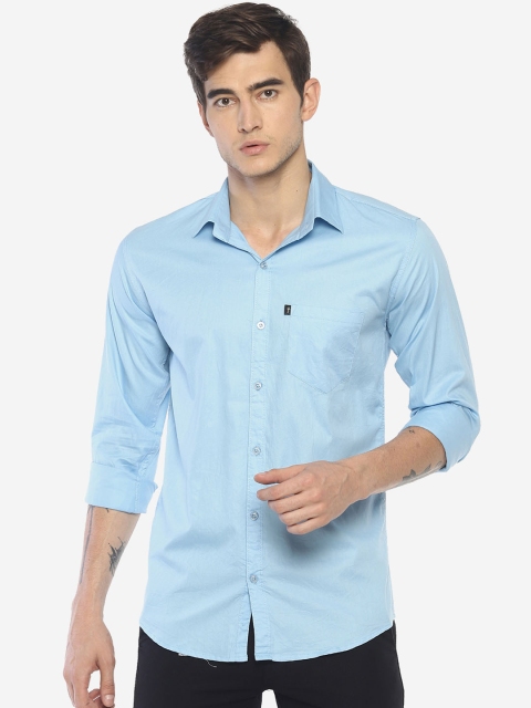LEVIZO Men Blue Premium Regular Fit Solid Casual Shirt