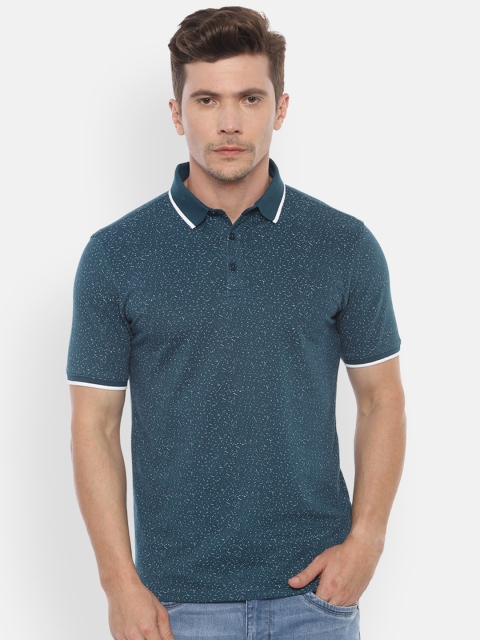 V Dot Men Green Solid Polo Collar Slim-Fit T-shirt