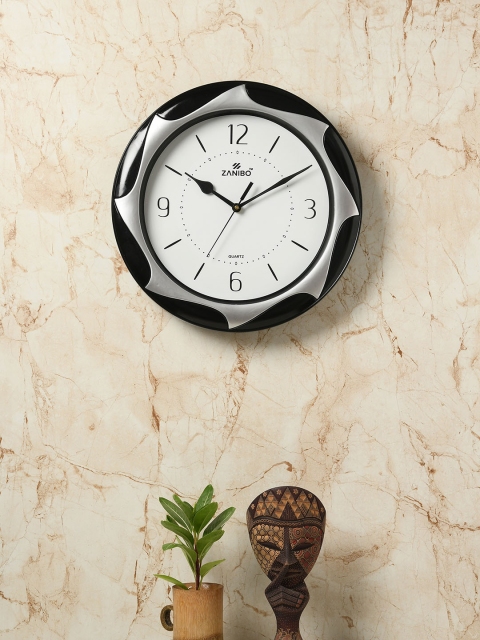 ZANIBO White Round Solid 30.5 cm Analogue Wall Clock