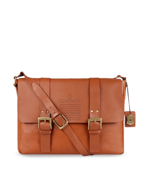 Hidesign Men Tan Brown Solid Leather Messenger Bag