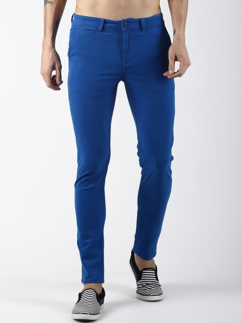 Blue Saint Men Blue Slim Fit Solid Chinos