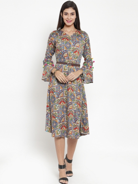 Clora Creation Women Multicoloured Printed A-Line Dress, Multi