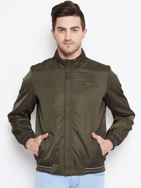 Duke Men Olive Green Solid Padded Jacket