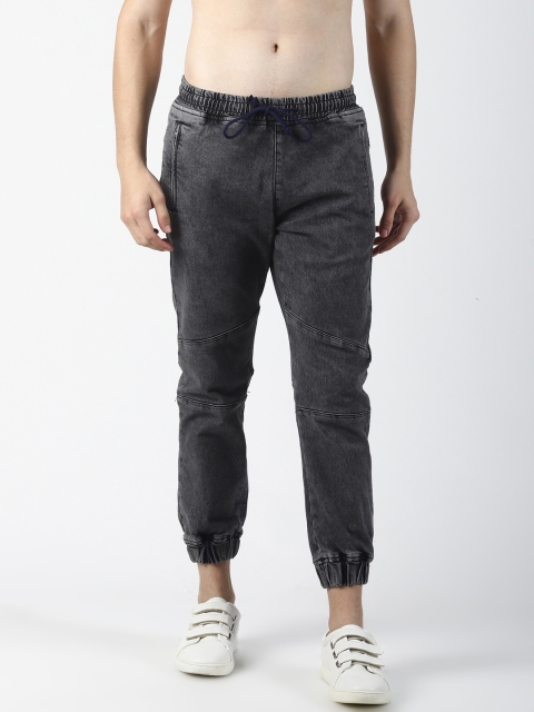 Blue Saint Men Black Slim Fit Faded Joggers