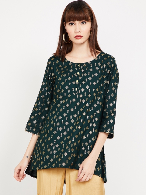 Melange by Lifestyle Women Green Printed A-Line Kurti