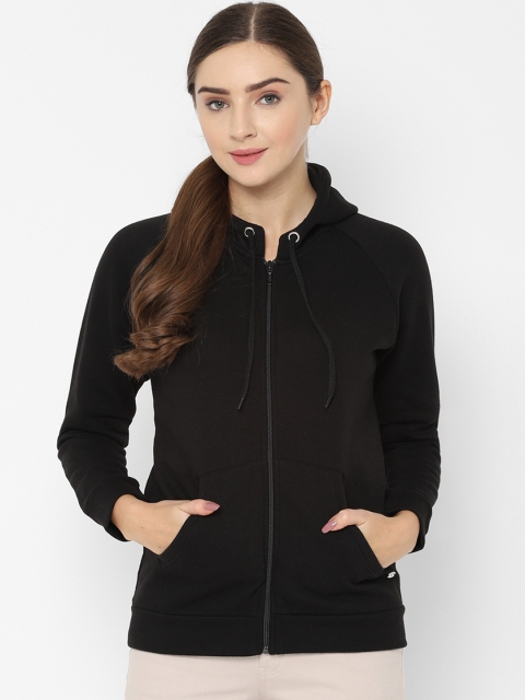 Allen Solly Woman Black Solid Hooded Sweatshirt