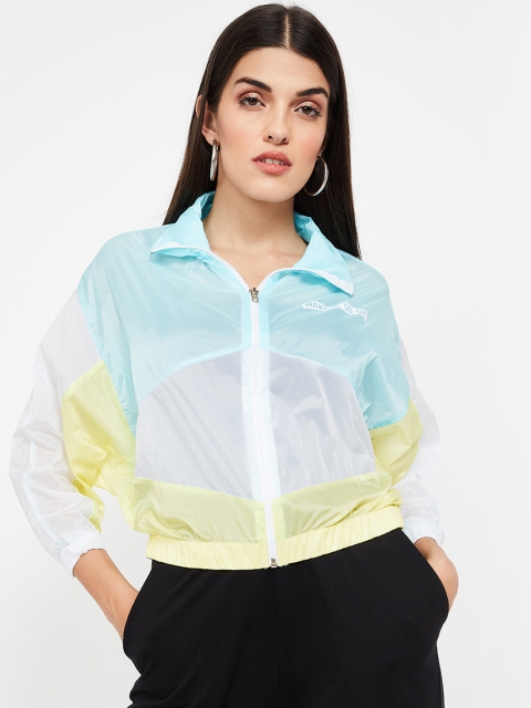 Ginger by Lifestyle Women White Colourblocked Jacket