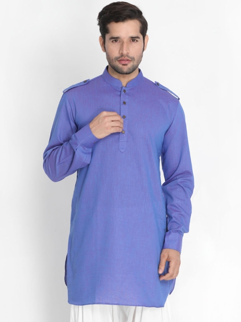 VASTRAMAY Men Purple Solid Pathani Kurta