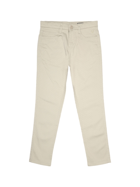 Allen Solly Junior Boys Beige Regular Fit Printed Regular Trousers