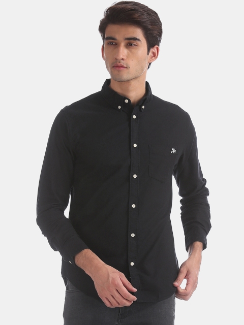 Aeropostale Men Black Slim Fit Solid Casual Shirt