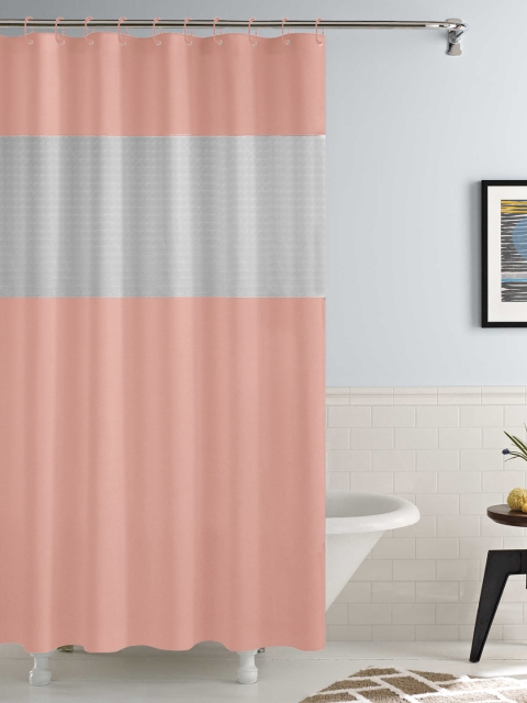 Story@home Pink PVC Waterproof Water Repellent Designer Shower Curtain