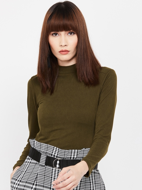 Bossini Women Olive Green Solid Top