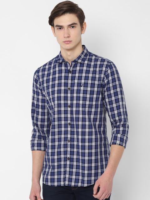 Allen Solly Sport Men Blue & White Regular Fit Checked Casual Shirt