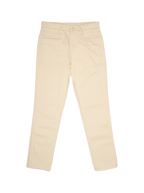 Allen Solly Junior Boys Beige Regular Fit Printed Regular Trousers