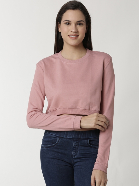 De Moza Women Pink Solid Sweatshirt
