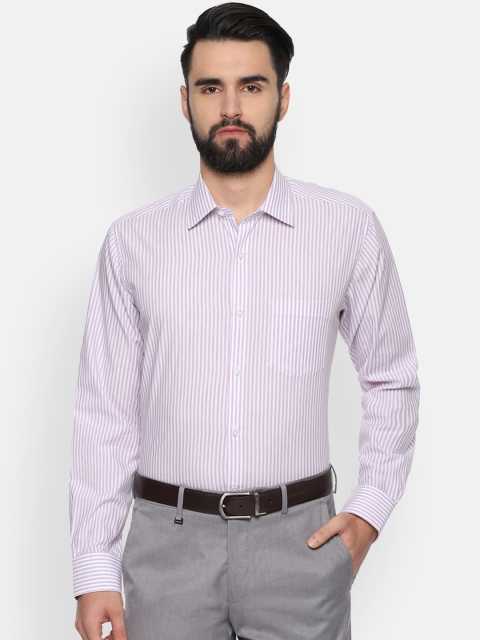 Van Heusen Men Purple & White Loose Fit Striped Formal Shirt