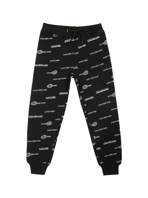 Lil Tomatoes Boys Black & White Printed Joggers