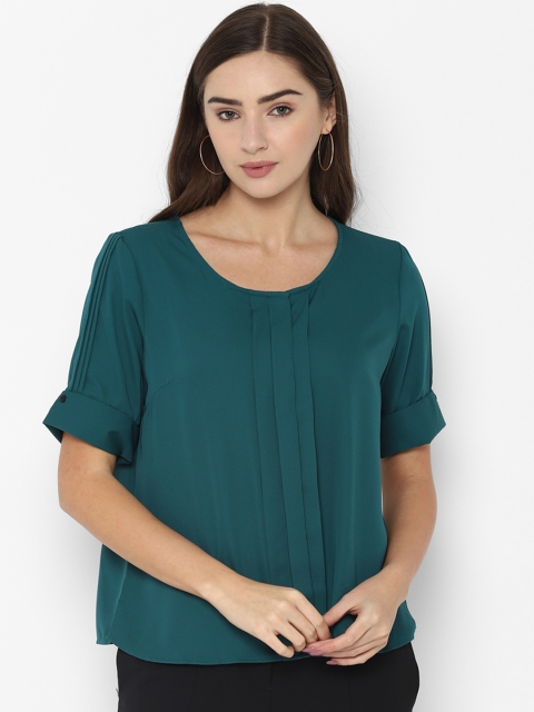 Allen Solly Woman Green Solid A-Line Top