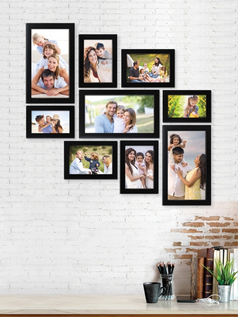 RANDOM Set of 9 Black Solid Synthetic Collage Photo Frames