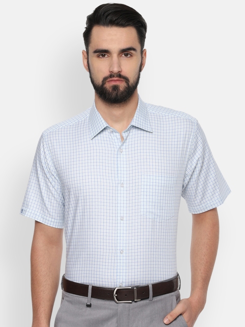 Van Heusen Men Blue Regular Fit Checked Formal Shirt