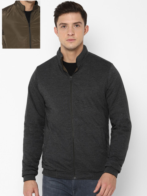 Solly Jeans Co. Men Grey & Olive Brown Melange Solid Reversible Jacket, Grey melange
Solly Jeans Co. Men Grey & Olive Brown Melange Solid Reversible Jacket, Grey melange