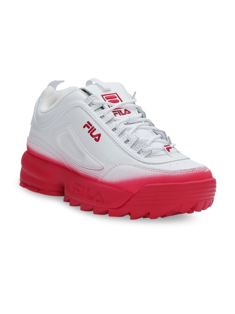 FILA Women White & Red Dis. II Brights Fade Sneakers