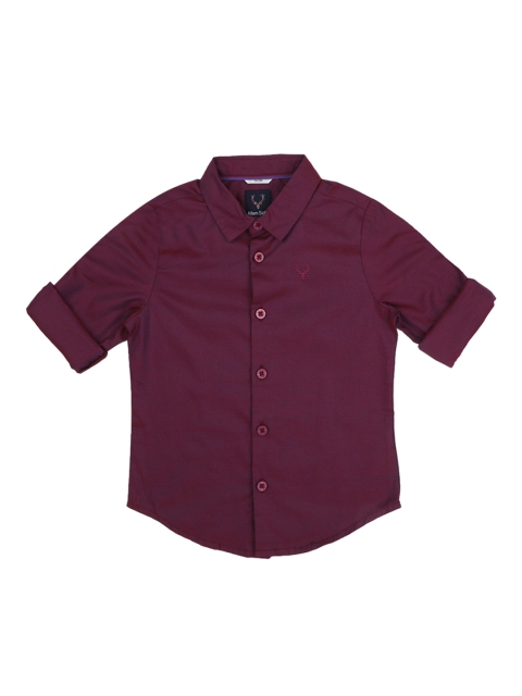 Allen Solly Junior Boys Burgundy Regular Fit Solid Casual Shirt