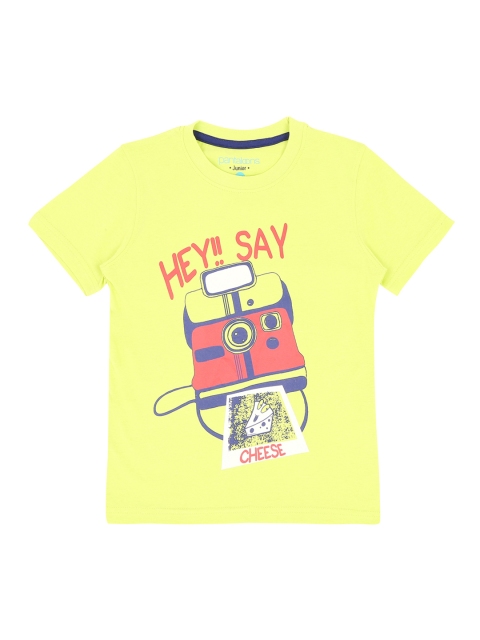 Pantaloons Junior Boys Yellow Printed Round Neck T-shirt