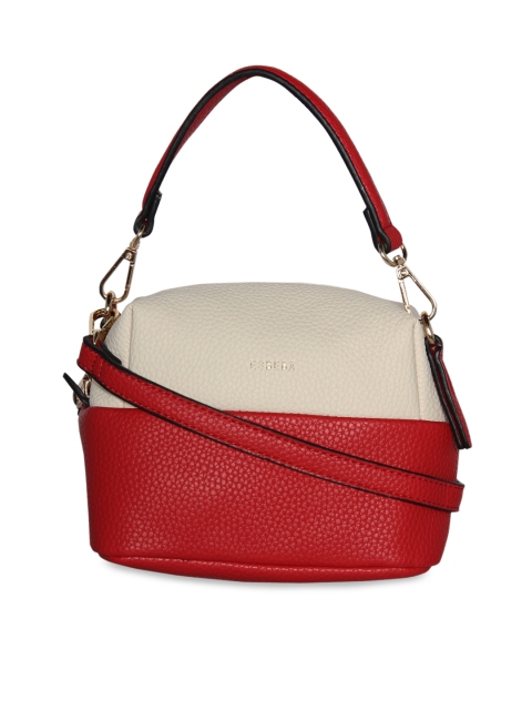 ESBEDA Red & Beige Colourblocked Handheld Bag