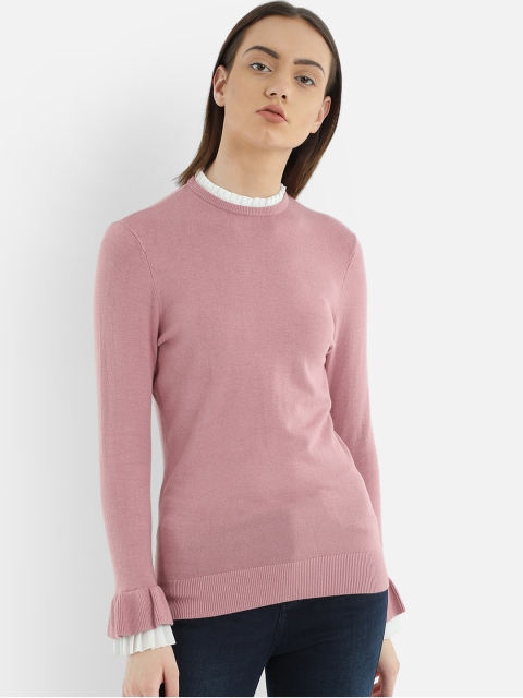 COVER STORY Women Pink Solid Pullover Sweater