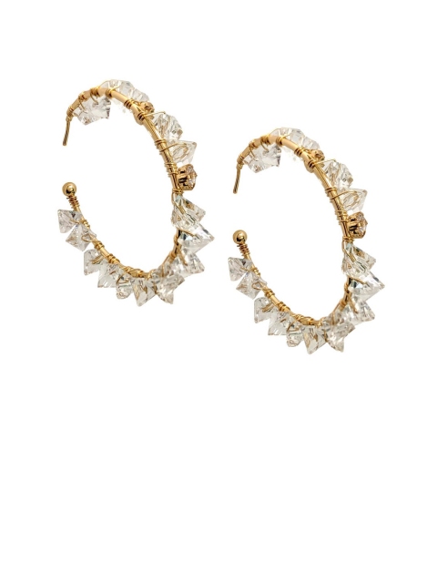 Foxy Sperks White & Gold-Plated Circular Half Hoop Earrings