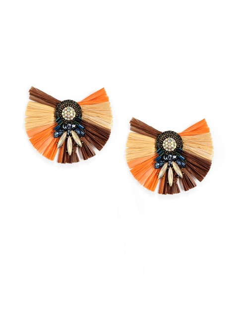 Foxy Sperks Yellow & Beige Crescent Shaped Drop Earrings