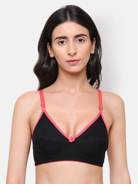 College Girl Black Solid Non-Wired Non Padded Everyday Bra X2
