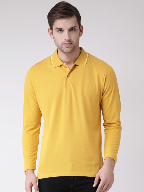 GRIFFEL Men Yellow Solid Polo Collar T-shirt
