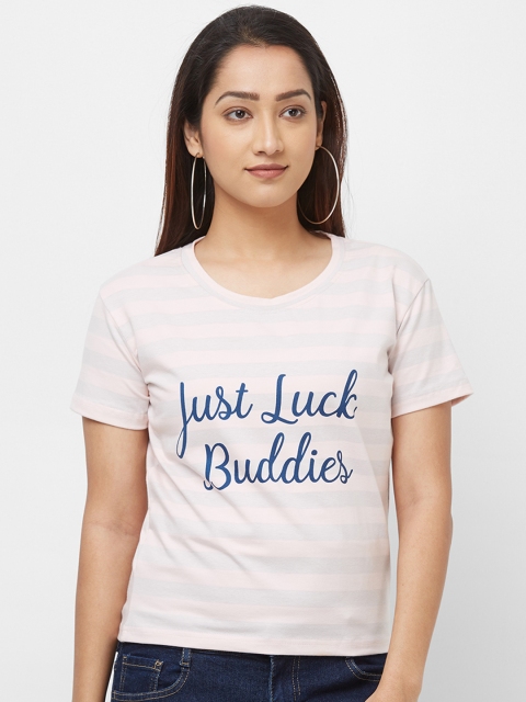 Imagica Women Pink Printed Round Neck T-shirt