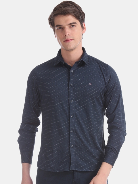 Arrow Sport Men Blue Regular Fit Self Design Casual Shirt