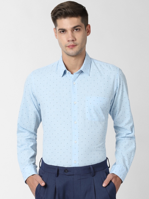 Peter England Men Blue Slim Fit Printed Formal Shirt