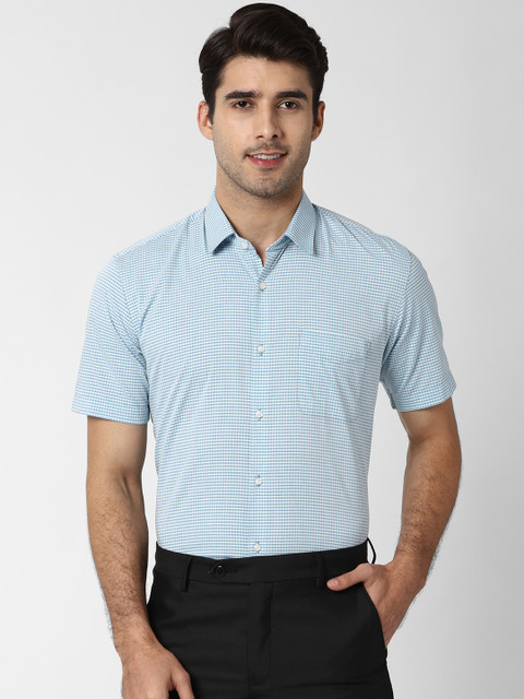 Peter England Men Blue Contemporary Regular Fit Checked Formal Shirt 
Peter England Men Blue Contemporary Regular Fit Checked Formal Shirt