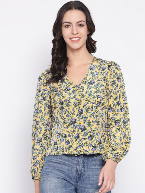 Oxolloxo Women Yellow Floral Printed Top