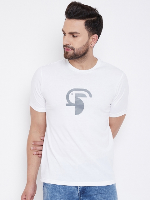 KROSSSTITCH Men White Printed Round Neck T-shirt