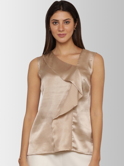 FableStreet Women Beige Solid Ruffle Top
