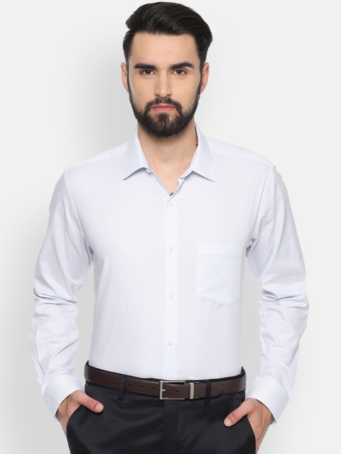 Van Heusen Men White & Blue Loose Fit Striped Formal Shirt