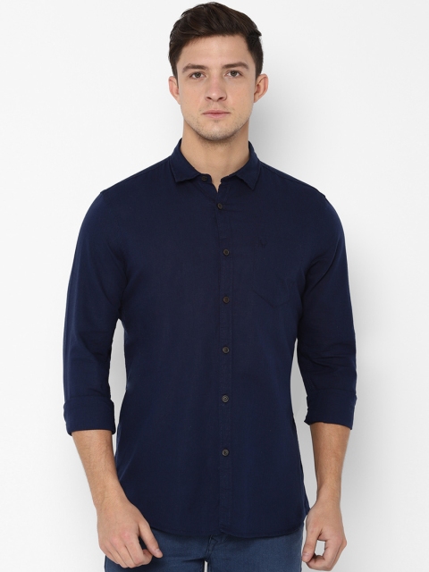 Allen Solly Sport Men Navy Blue Regular Fit Solid Casual Shirt