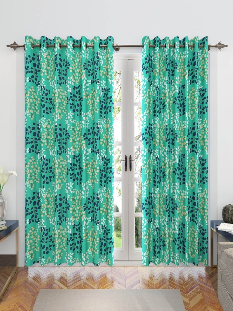 Divine Casa Turquoise Blue & Navy Blue Set of 2 Door Curtains